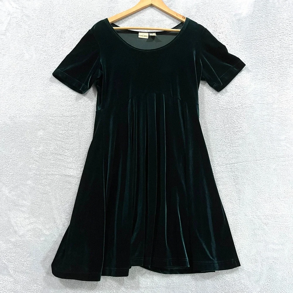 Vintage Hillard Hanson Dress Large Velvet Whimsigoth Witchy Halloween Green Dark